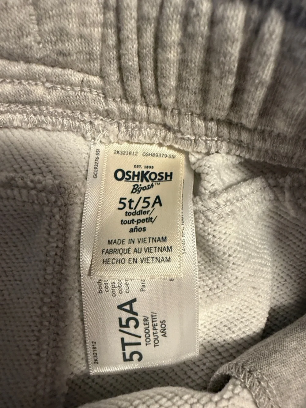 OshKosh B'gosh Light Gray Sweat Shorts with White Side Stripe